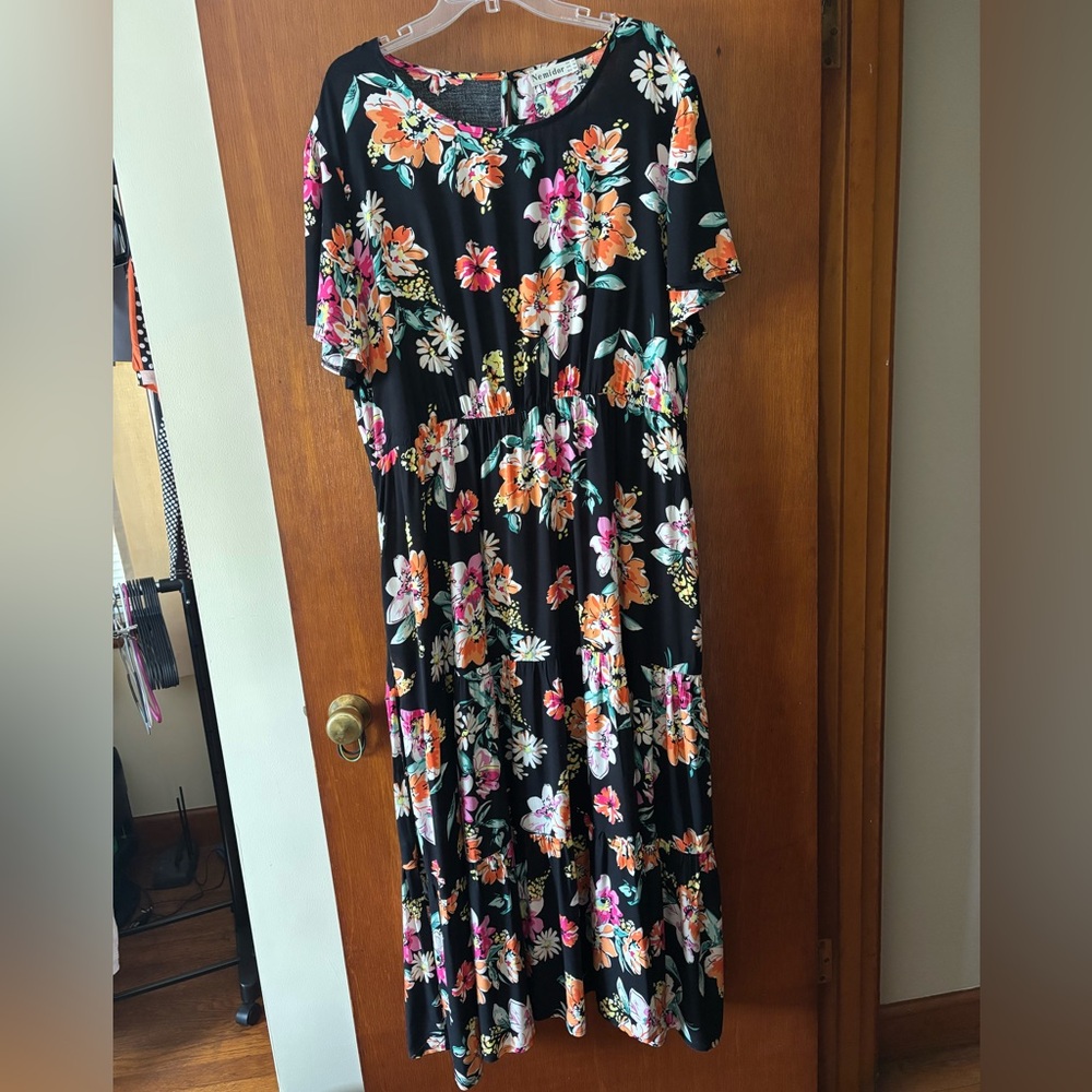 NWOT Nemidor Floral Black Maxi Dress - Picture 4 of 9